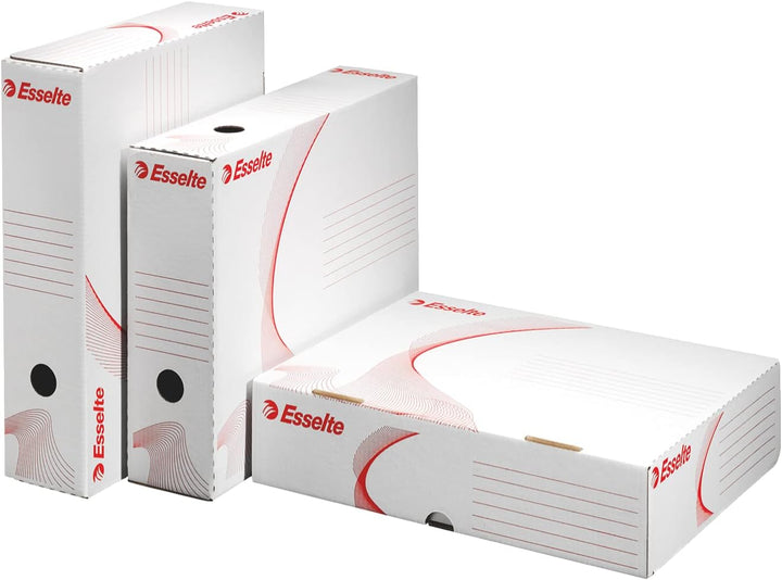 Esselte Standard Archiv-Schachtel, 80 mm Rückenbreite, Aktenkarton A4, Boxen Aufbewahrung mit Deckel