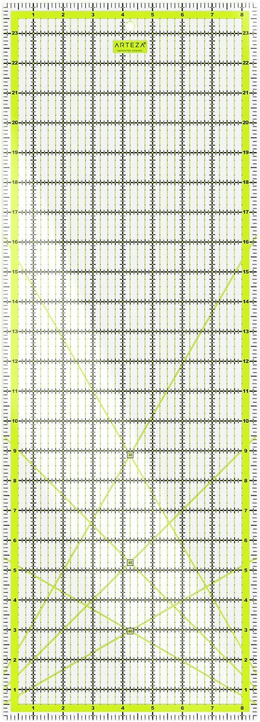 ARTEZA Patchwork-Lineal, transparentes Acryl Quilt-Lineal, 8.5 x 24 Zoll, Lineal für Quiltstoff mit
