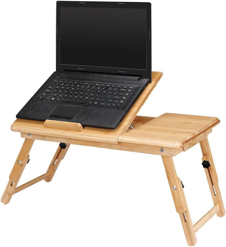 CASARIA® Laptoptisch Höhenverstellbar Holz 2er Set 5-Fach Neigbar inkl. Schublade Lüftungslöcher Bam