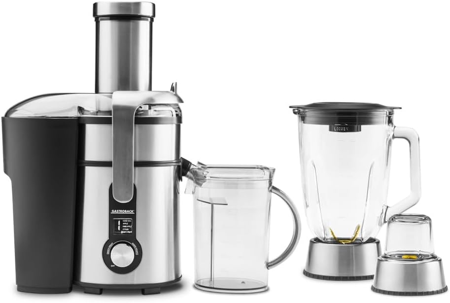 GASTROBACK 3 in 1 Design Multi Juicer mit 1300 Watt Profi-Motor - Elektrischer Entsafter, Standmixer