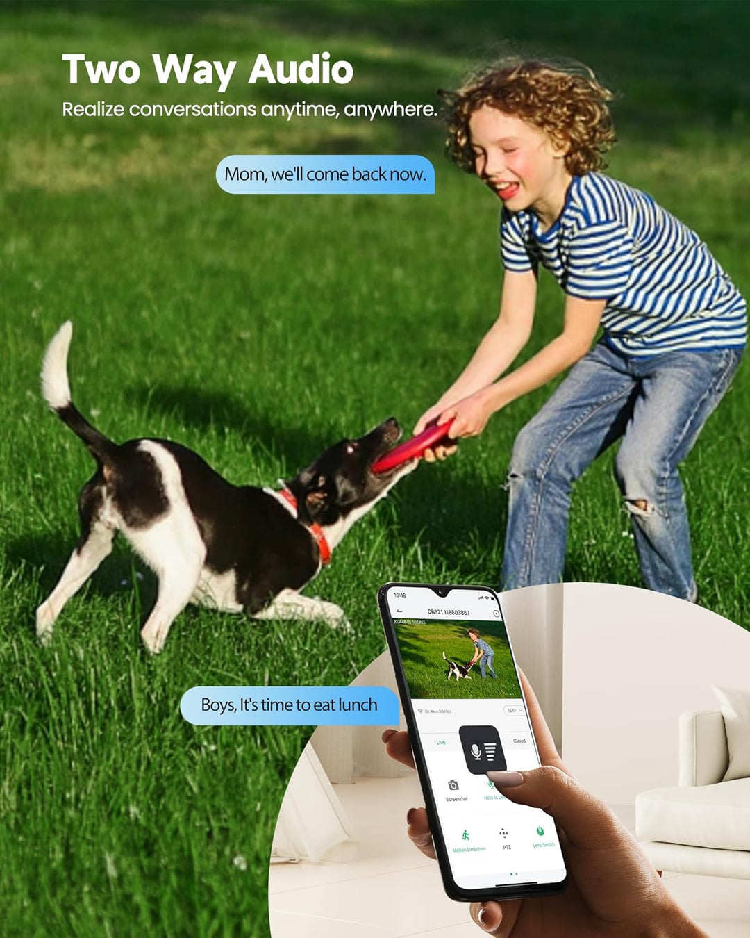 TOAIOHO 2K Überwachungskamera Aussen, Kamera überwachung Aussen, Nachtsicht in Farbe, IP66, Zwei-Weg