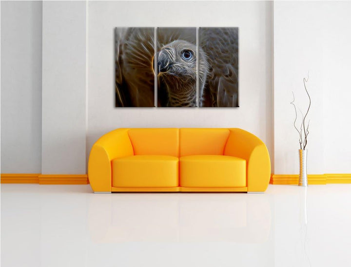 aussergewöhnlicher Geier NewArt 3-Teiler Leinwandbild 120x80 Bild auf Leinwand, XXL riesige Bilder f