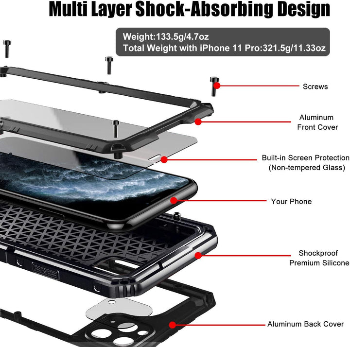 Beeasy für iPhone 11 Pro Hülle (5,8") Wasserdicht Outdoor, Stossfest Panzerhülle Militär 360 Grad Sc