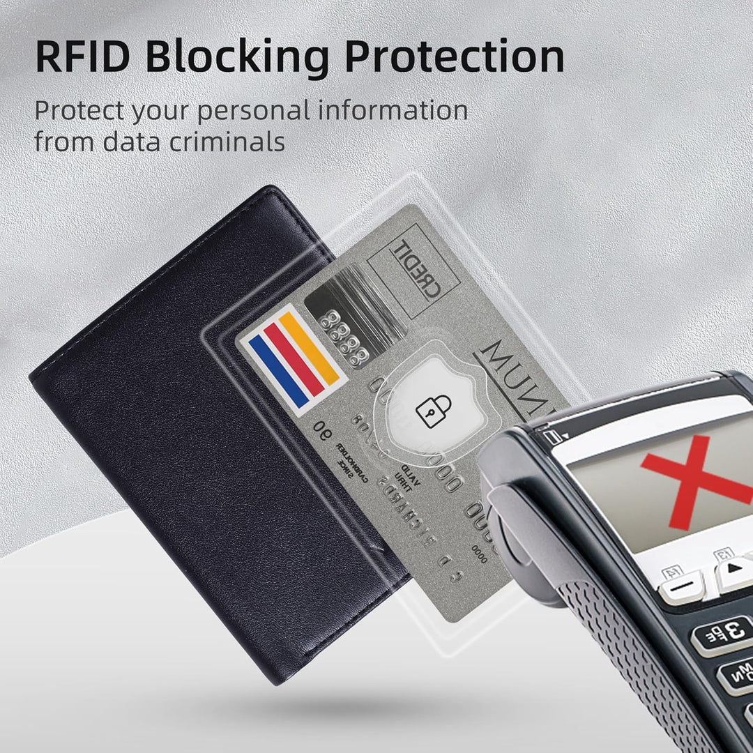 VISOUL Echt Leder Geldbörse Herren mit RFID Schutz Portemonnaie Gross mit Münzfach 10 Fächer Echtled