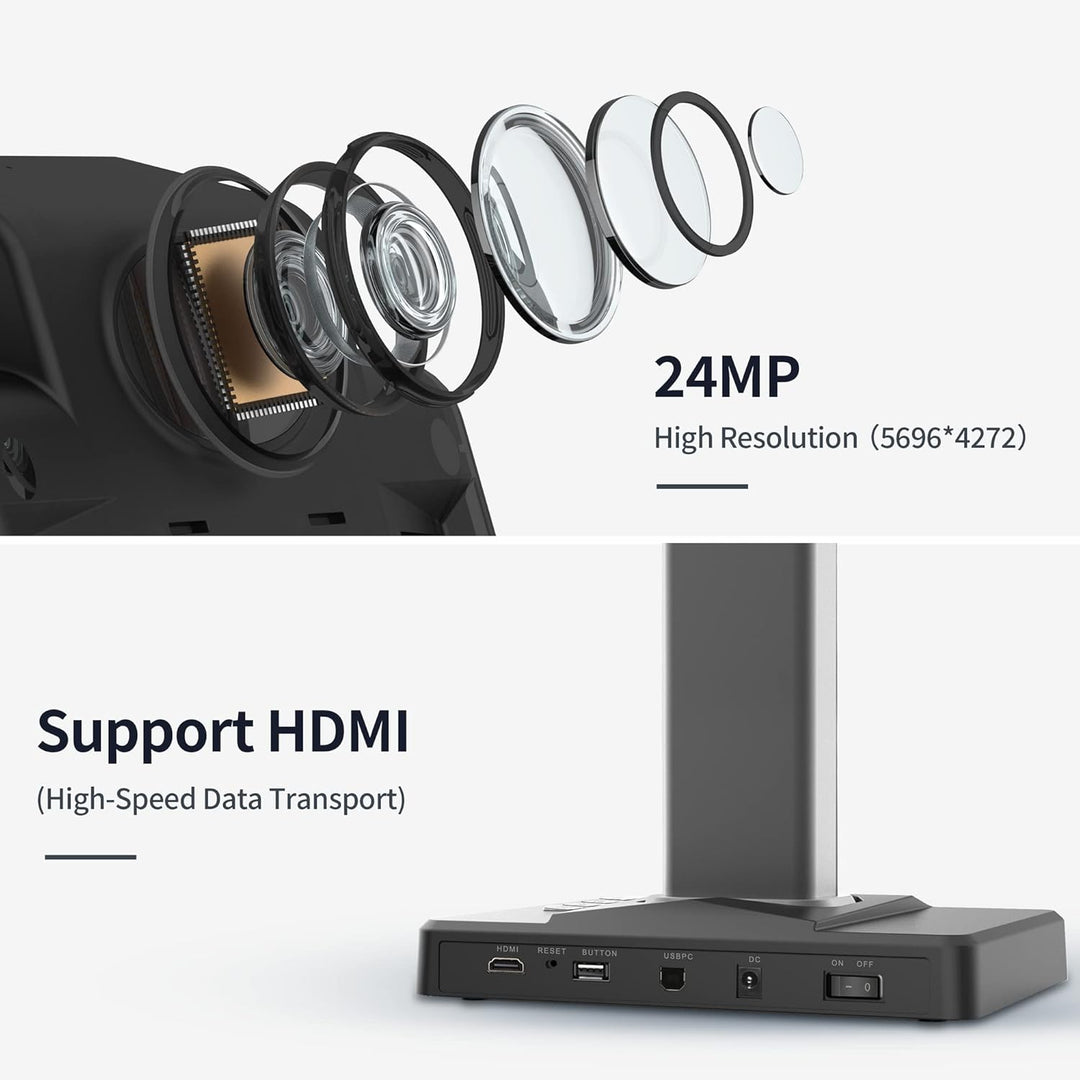 CZUR ET24 Pro Professioneller Buchscanner mit HDMI, 24MP Dokumentenscanner A3 Scanner mit Laser Verf