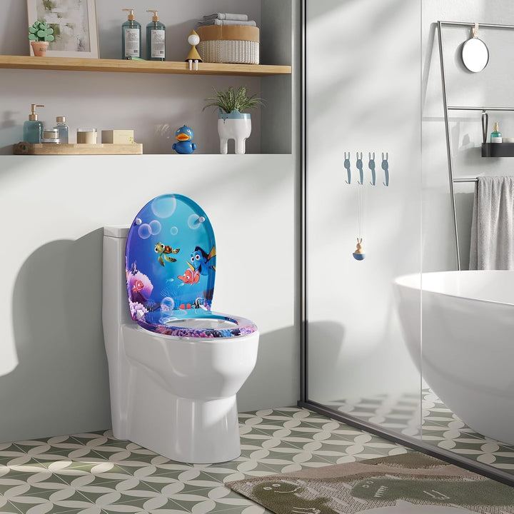 WOLTU WC Sitz mit Absenkautomatik,Toilettensitz Motiv,Klodeckel mit Quick-Release-Funktion und Antib