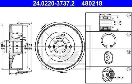 ATE 24.0220-3737.2 Bremstrommeln