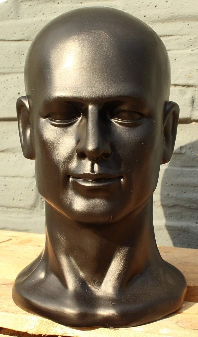 CRAZY HEADS Human Head S Dekokopf Schwarz Kopfhörerständer Helmständer Mützenständer Mannequin Heads