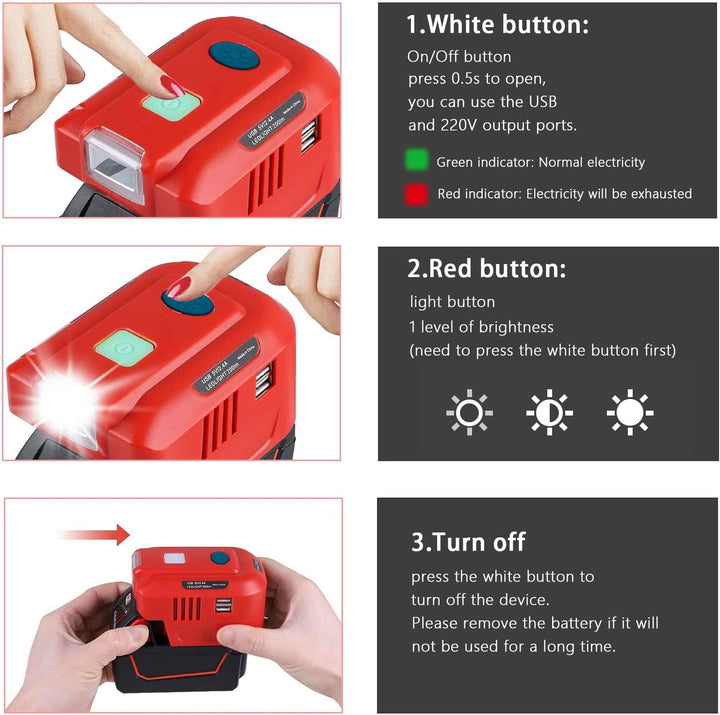 URUN für Milwaukee Wechselrichter, 150W Spannungswandler Modifizierte Sinus Wechselrichter für Milwa