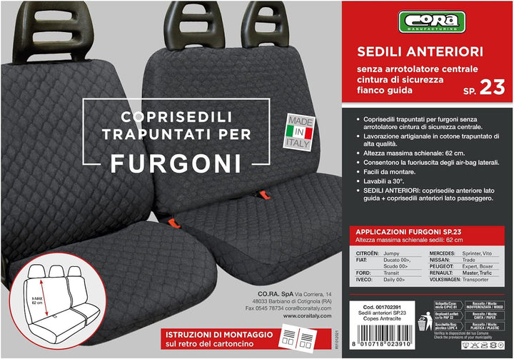 CORA Graffiti-Antracite 001702391 Sitzbezüge für Transporter anthrazit, anthrazit