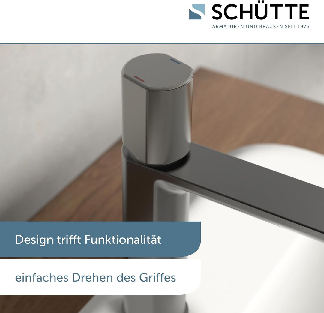 Schütte 33612 NEW YORK Waschtischarmatur mit Ablaufgarnitur, Mischbatterie mit Pop-Up Ventil, Badarm