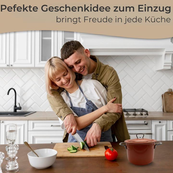 Riess, 2189-001, Fleischtopf mit Deckel 20cm, 4L, Emaille, CLASSIC Edition, Mango