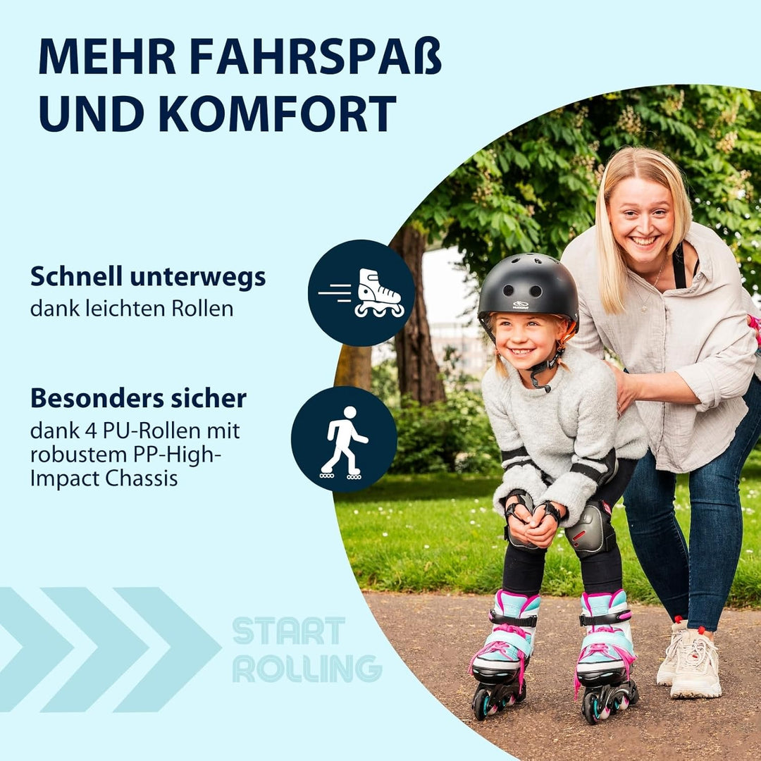 HUDORA Kinder Inliner Basic | Inline Skates für Mädchen & Jungen, verstellbar über 4 Grössen | Leich