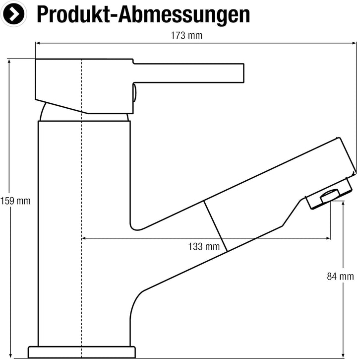 Cornat Waschtisch-Einhebelarmatur "Fuerte" - Verchromter Messingkörper - Ausziehbare Brause - Mit Zu