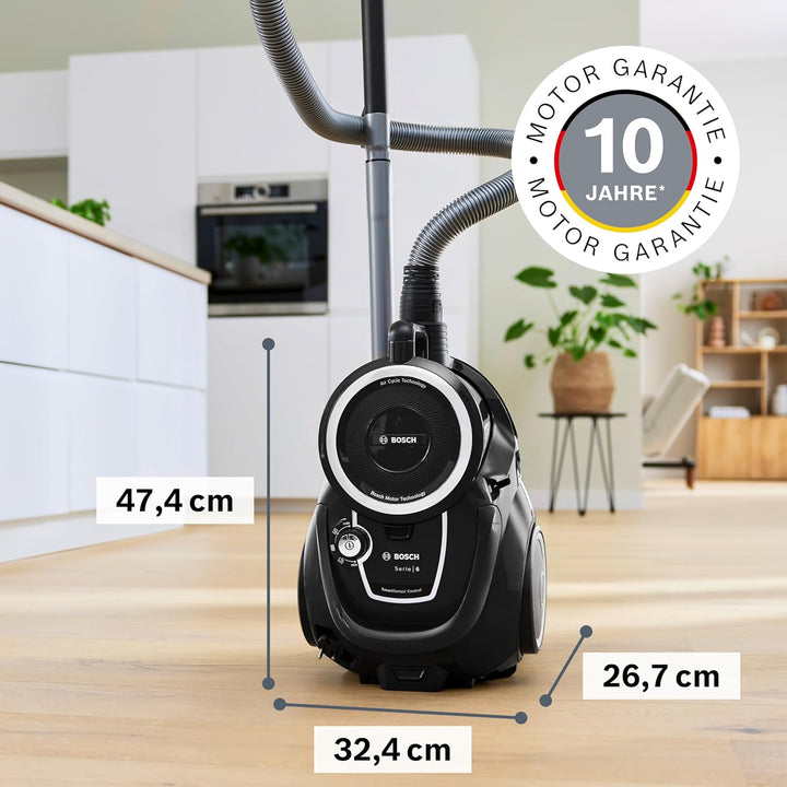 Bosch Staubsauger beutellos Serie 6 BGC41XSIL, Bodenstaubsauger, ideal für Allergiker, Hygiene-Filte