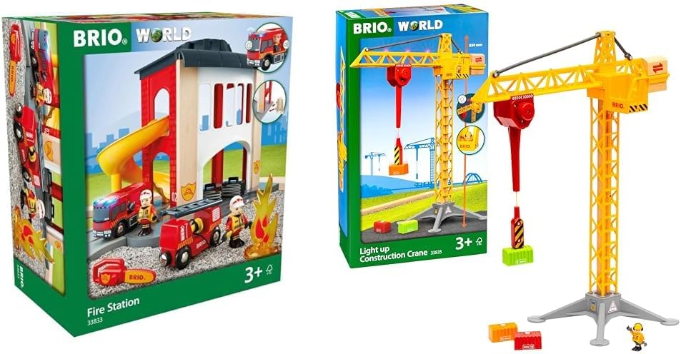 BRIO World 33833 Grosse Feuerwehr Station - Feuerwache mit Feuerwehr-Einsatzfahrzeug & World 33835 G