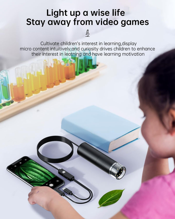 USB Mikroskop Handy, AOPICK 1080P HD Mikroskope für iPhone Android, 10 Bis 200X Mikroskop Digital mi