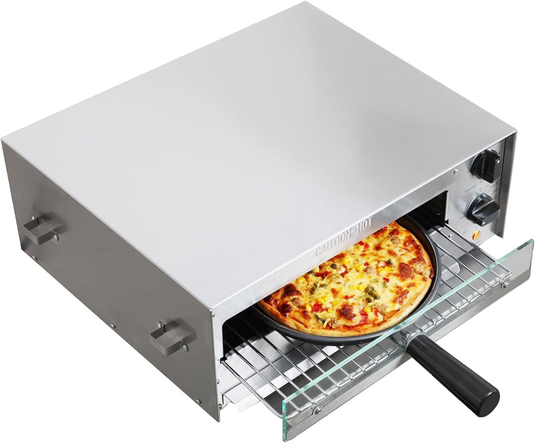 CROSSON Elektrischer Tiefkühl-Pizzaofen für den Innenbereich mit 30-Minuten-Timer, Glastür und Innen