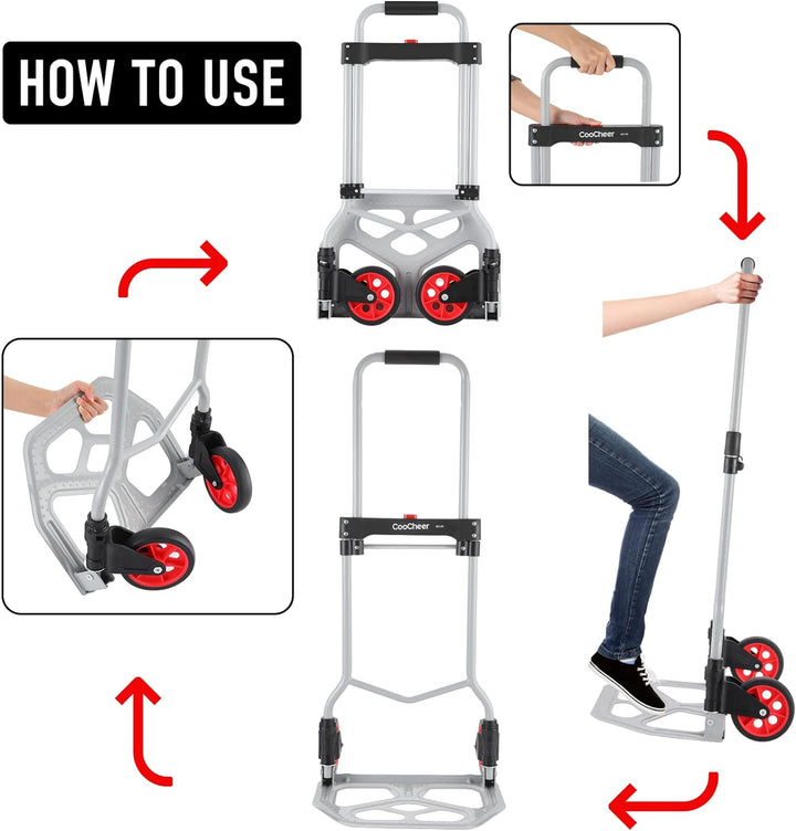 COOCHEER Aluminium-Sackkarre, zusammenklappbarer Gepäckträger, ideal für Industrie und Haushalt, max