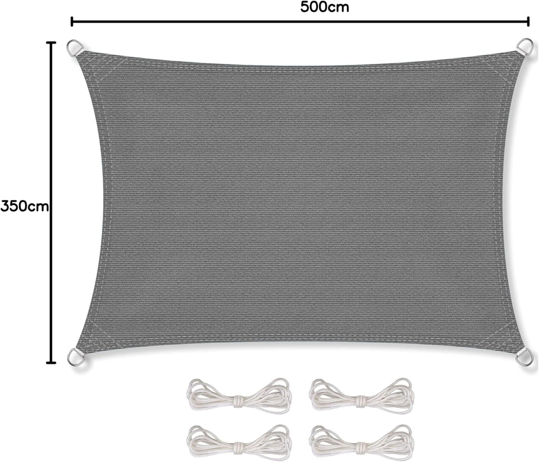 CelinaSun Sonnensegel inkl Befestigungsseile Premium HDPE wetterbeständig atmungsaktiv Rechteck 3,5