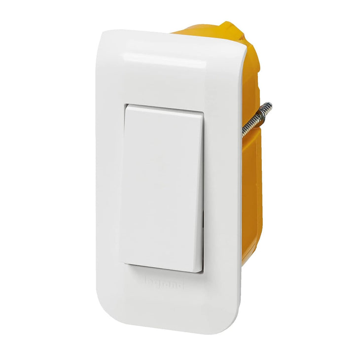 Legrand 200076 Set mit Schalter, einfach oder hin und her, schmal, mit Platte und Einbaubox, 10 A, 1