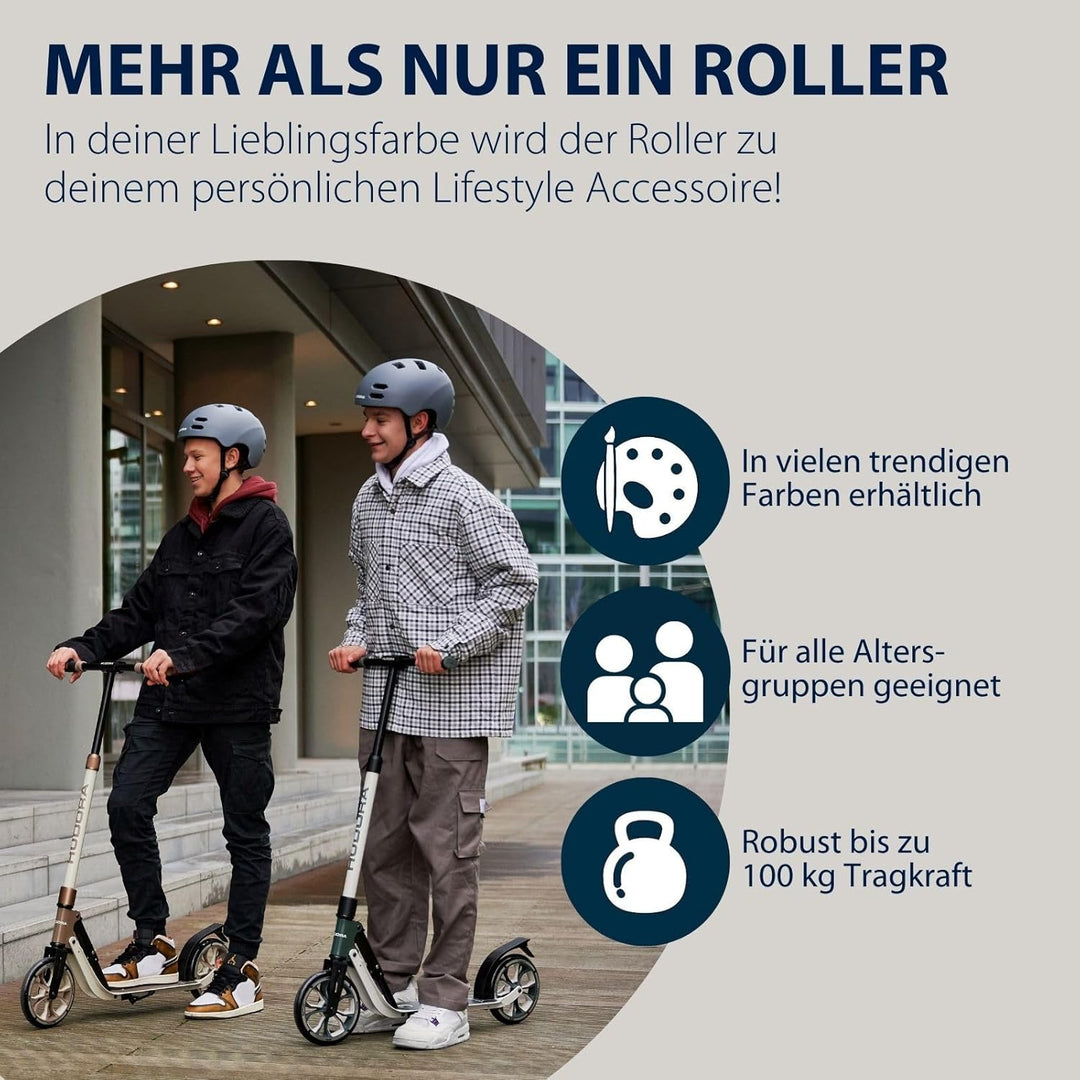 HUDORA BigWheel® 205 Advanced Scooter - Komfortabler Aluminium-Roller für bis zu 100kg - Höhenverste