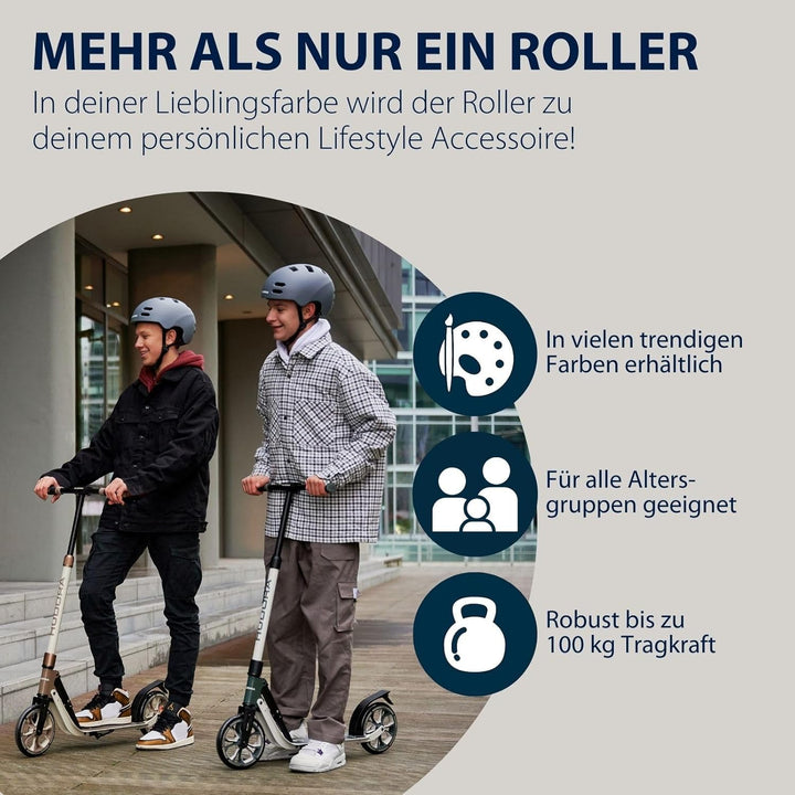 HUDORA BigWheel® 205 Advanced Scooter - Komfortabler Aluminium-Roller für bis zu 100kg - Höhenverste