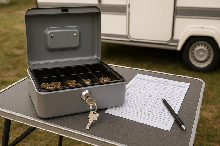 Geldkassette aus Metall - Silber - 200 x 160 x 90 mm - Sicherer Aufbewahrungsort für Bargeld und Wer