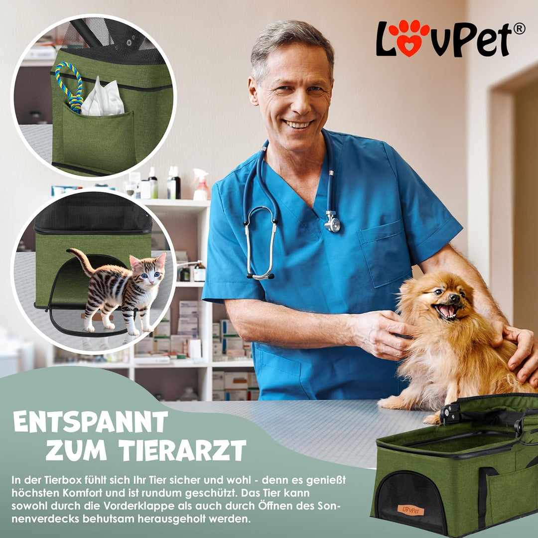 LOVPETยฎ Hundewagen 2in1 Hundebuggy Hundebox Transporttasche Faltbar klappbar bis 20kg Haustiere Bugg