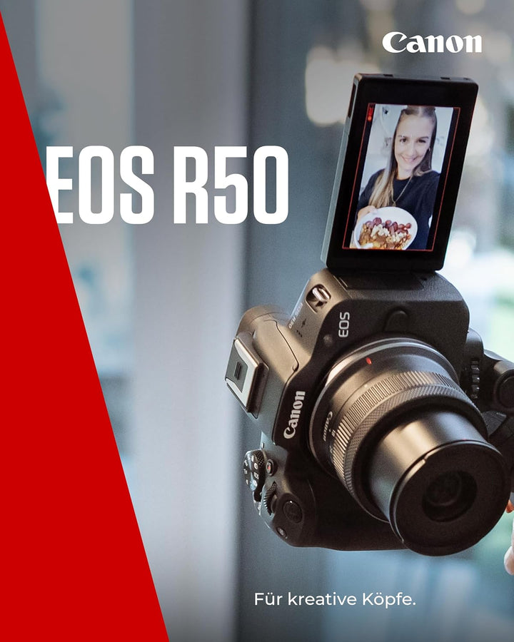Canon EOS R50 Systemkamera + RF-S 18-45 is STM Objektiv - Spiegellose Kamera (Digitalkamera mit Auto