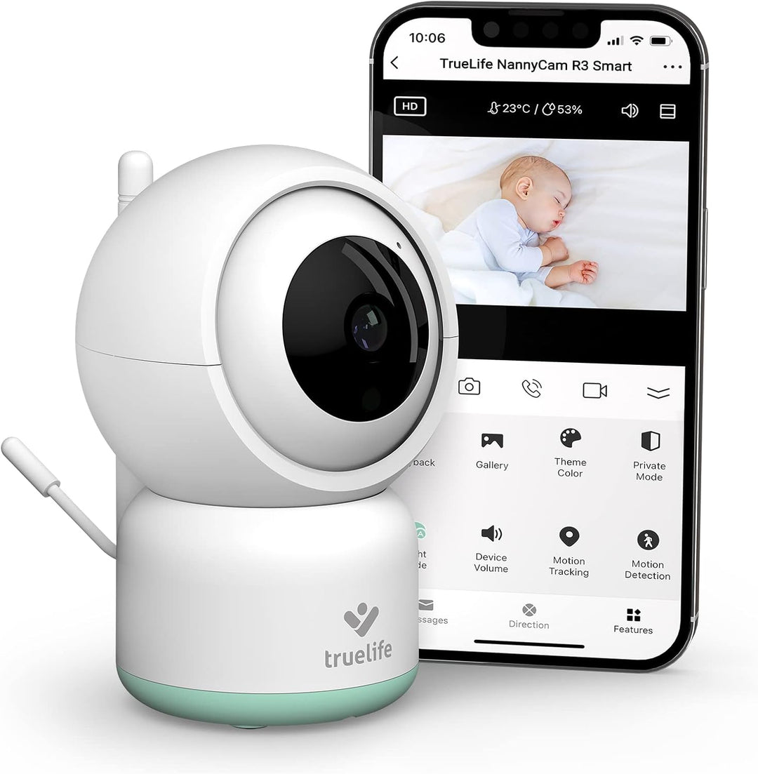 TrueLife NannyCam R3 Smart Überwachungskamera Innen, FullHD-Auflösung Kamera, Babyphone mit Kamera m