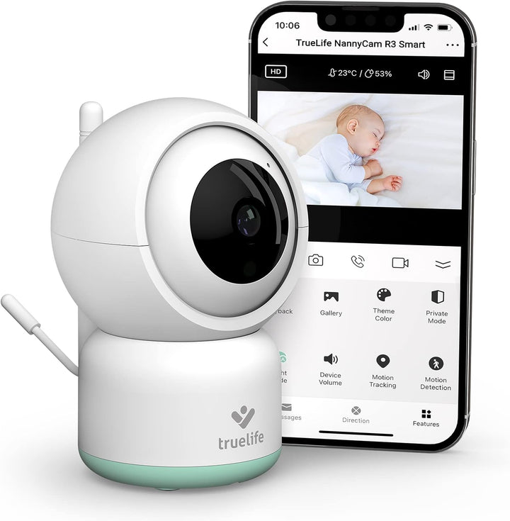 TrueLife NannyCam R3 Smart Überwachungskamera Innen, FullHD-Auflösung Kamera, Babyphone mit Kamera m