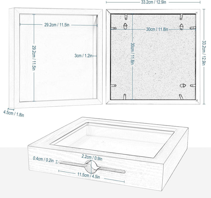 EUGAD 3D Bilderrahmen zum Befüllen, Objektrahmen Spardose 30x30 cm, tiefer Rahmen für Objekte bis 3