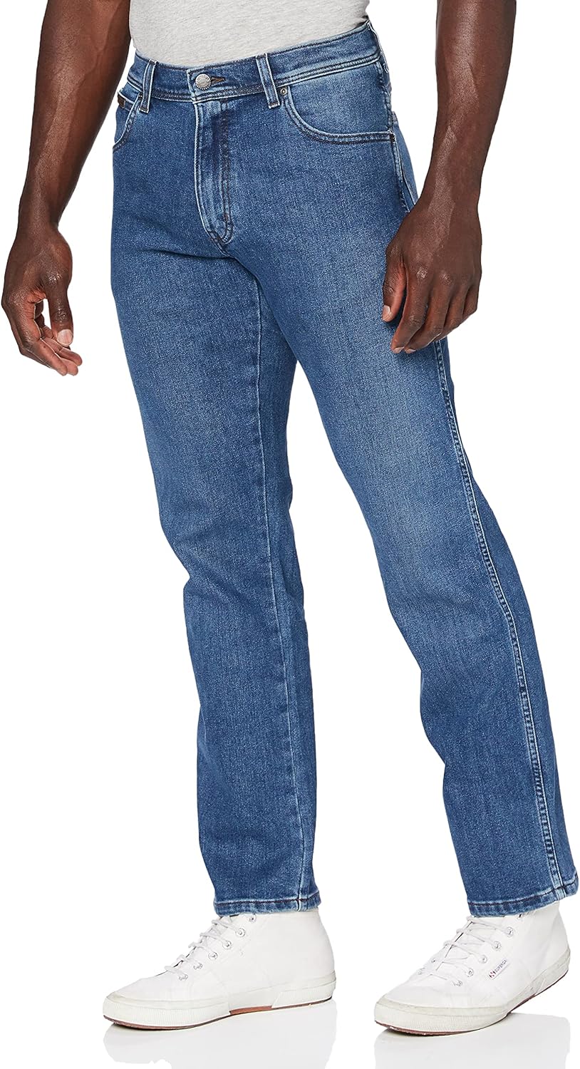 Wrangler Herren Jeans Texas - Regular Fit - Blau - Arm Strong W29-W50 Stretch 30W / 38L Blau (Easy B