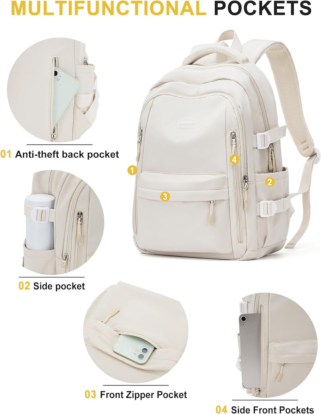 Schulrucksack Mädchen, Lässig Rucksack Damen Klein Modern Elegant Travelite Leichter Laptop Daypack