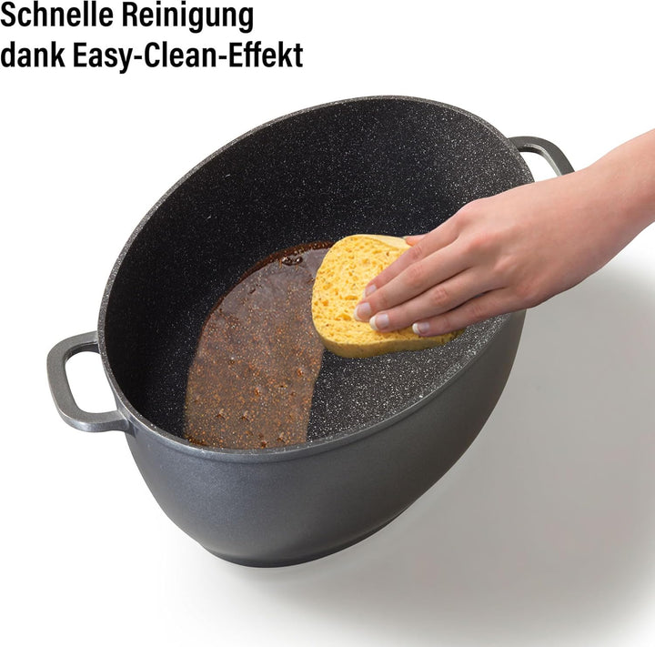 Stoneline Gourmet Bräter, oval, 38,8 x 26,3 cm, 8 L, mit Aroma-Glasdeckel zur dosierten Zugabe von F