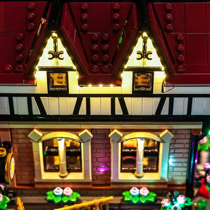 LocoLee Licht Set Kompatibel mit Lego Eckhaus im Tudorstil Fernbedienung Version, Nur Lichter Set -