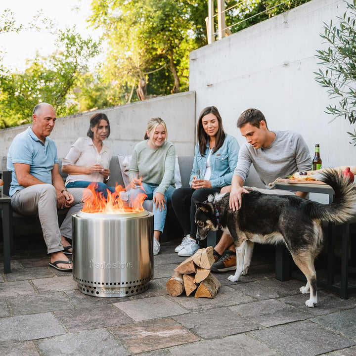 Solo Stove Feuerschale „Bonfire“ 1.0 - Outdoor-Kamin aus Edelstahl, mit Standfuss, raucharm - Tragba