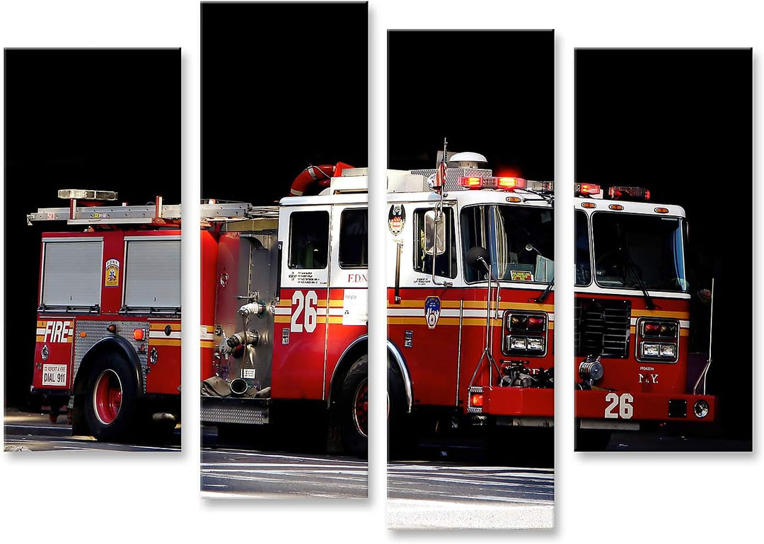 islandburner Bild auf Leinwand Feuerwehrauto Vor Schwarzem Hintergrund Bilder Wandbilder Poster Lein