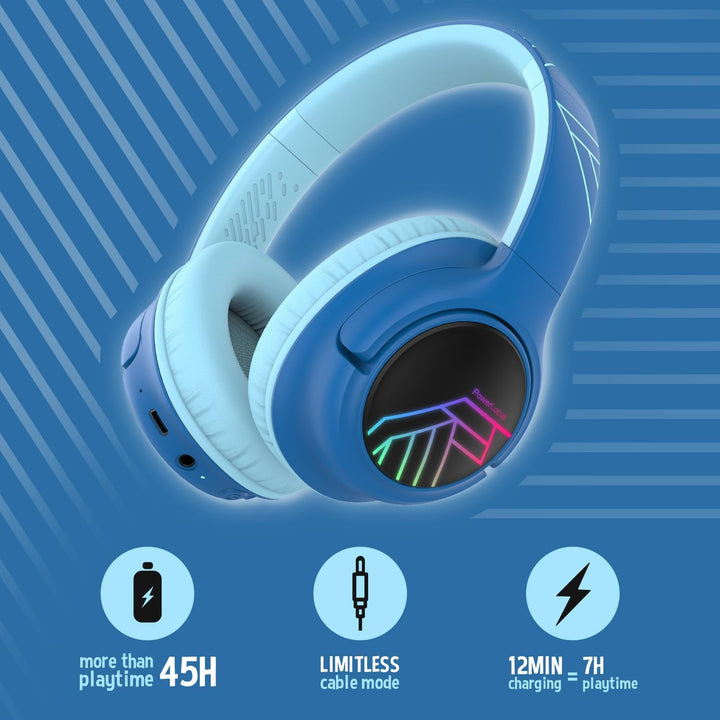 PowerLocus Bobo Bluetooth Kopfhörer Kinder, Kinderkopfhörer Over Ear mit 74/85/94dB Lautstärkebegren