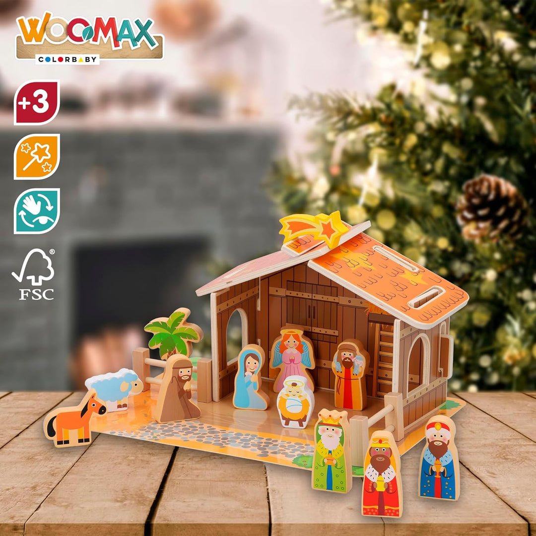 WOOMAX 46204 Weihnachtskrippe aus Holz, 20 Stück, 20 piezas, 20 piezas