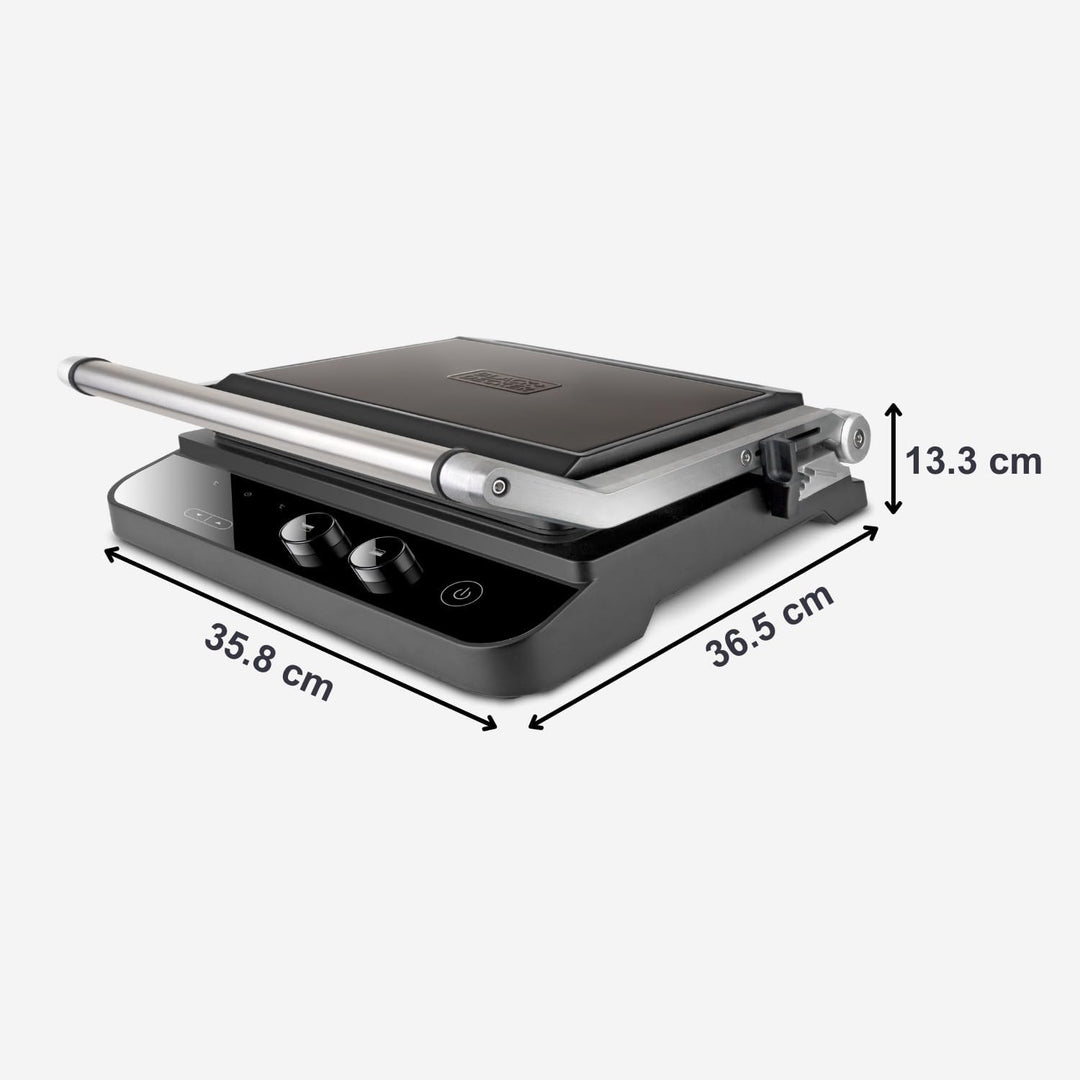 Black+Decker BXGR2000E - Kontaktgrill 2.000W 2-in-1: glatte Platten und Grill, Zubreiten von Fleisch