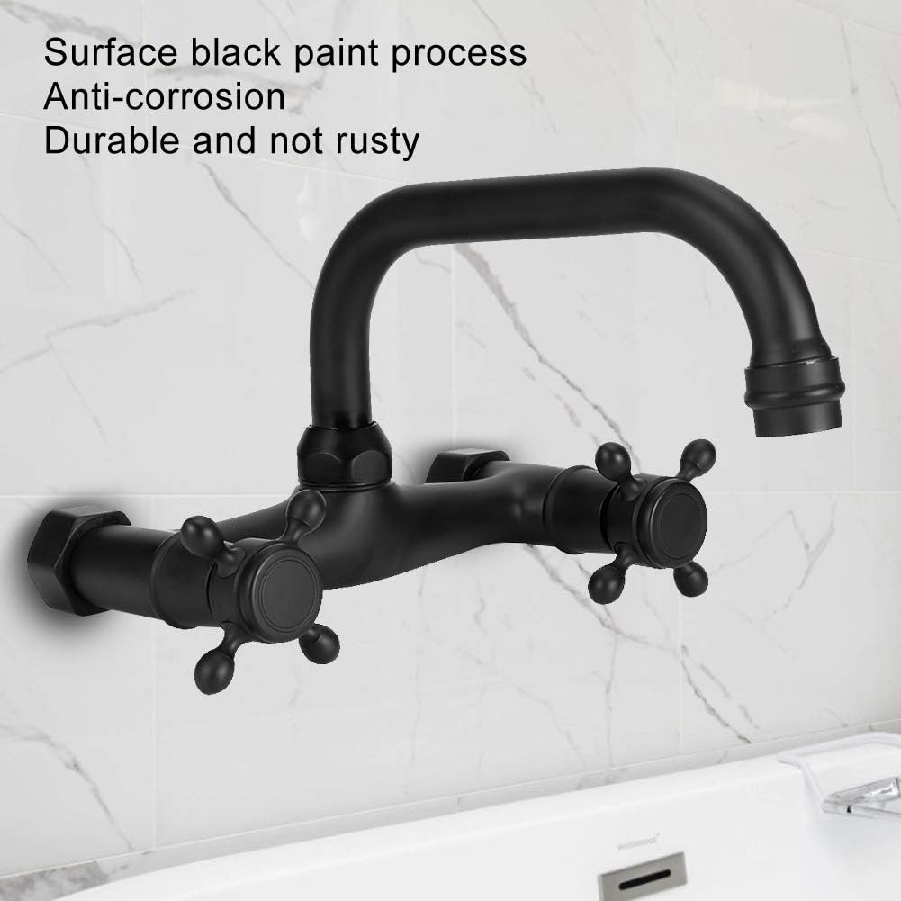 Tomotato Wandmontierter Wasserhahn Kupfer Küchenarmatur Badewanne Wasserhahn Doppelgriff Heiss und K