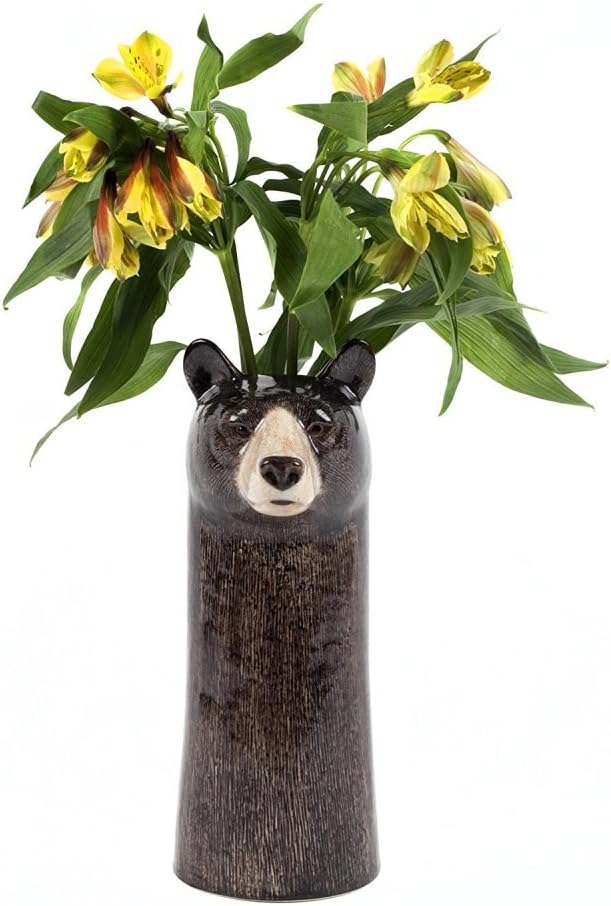 Quail Ceramics Blumenvase mit schwarzem Bär, gross