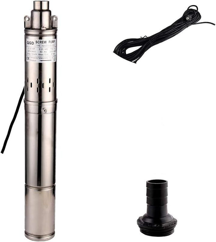 SHYLIYU Tiefbrunnenpumpe 220V Tauchpumpe Edelstahl Tauchpumpe oder Hauswasserwerk und Garten (0.25KW