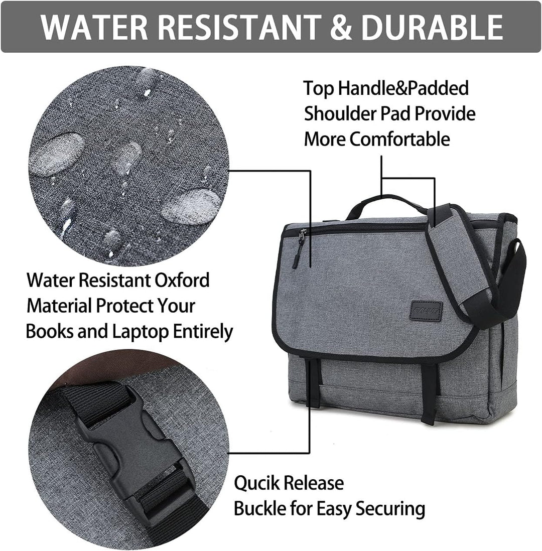 RAVUO Kuriertasche für Herren, wasserabweisend, leicht, 39,6 cm (15,6 Zoll) Laptop, Aktentaschen, Bu