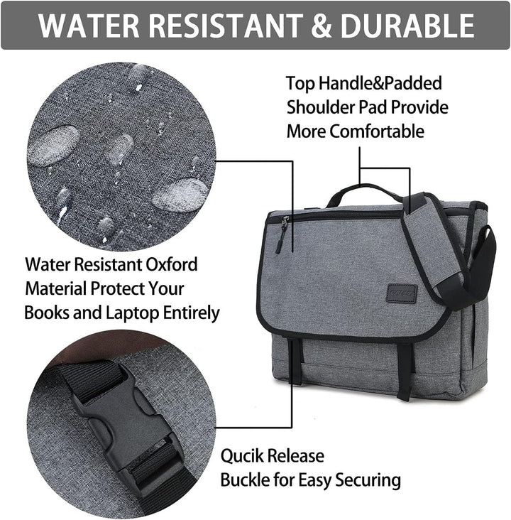 RAVUO Kuriertasche für Herren, wasserabweisend, leicht, 39,6 cm (15,6 Zoll) Laptop, Aktentaschen, Bu