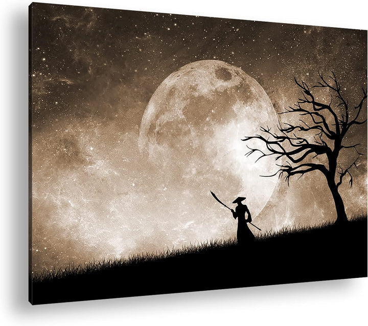 deyoli Samurai im Mondschein Format: 80x60 Effekt: Sepia als Leinwandbild, Motiv fertig gerahmt auf