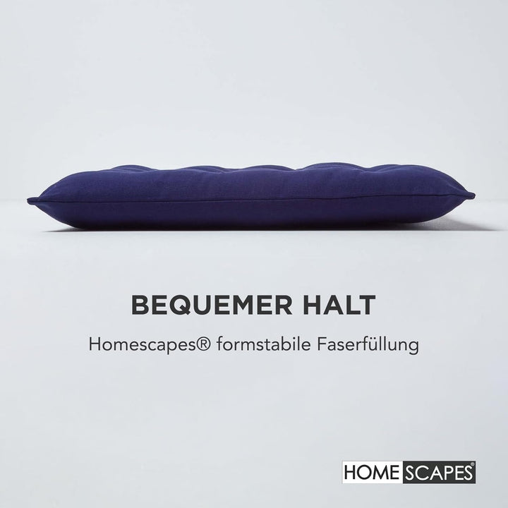 Homescapes 4er Set Stuhlkissen 40 x 40 cm, dunkelblau, Sitzkissen mit Bändern und Knopfverschluss, e