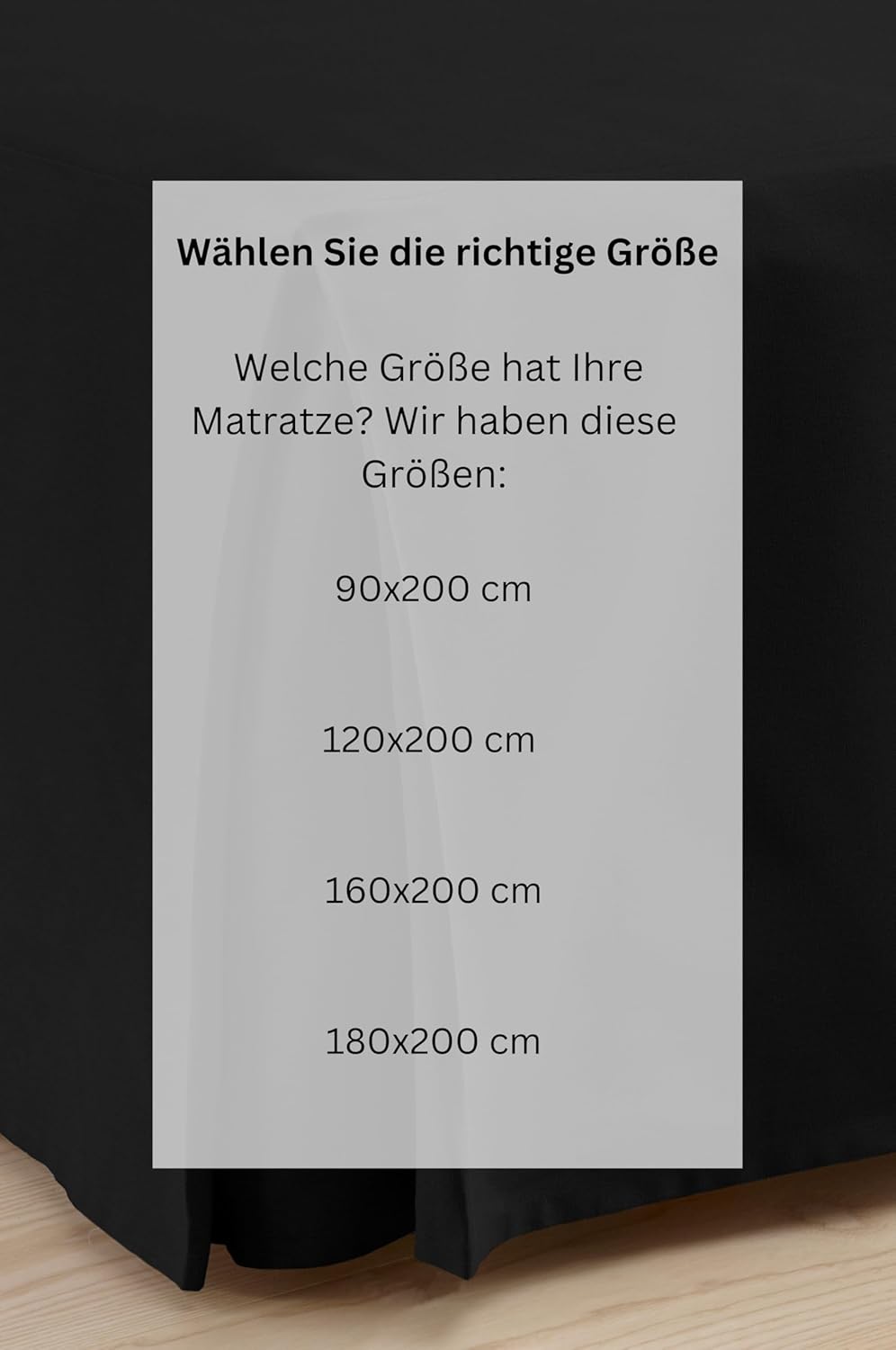 Jotex Colour Betthusse - 100% hochwertige Bio-Baumwolle Bettrock, Höhe 60 cm - Schwarz, 90 x 200 cm